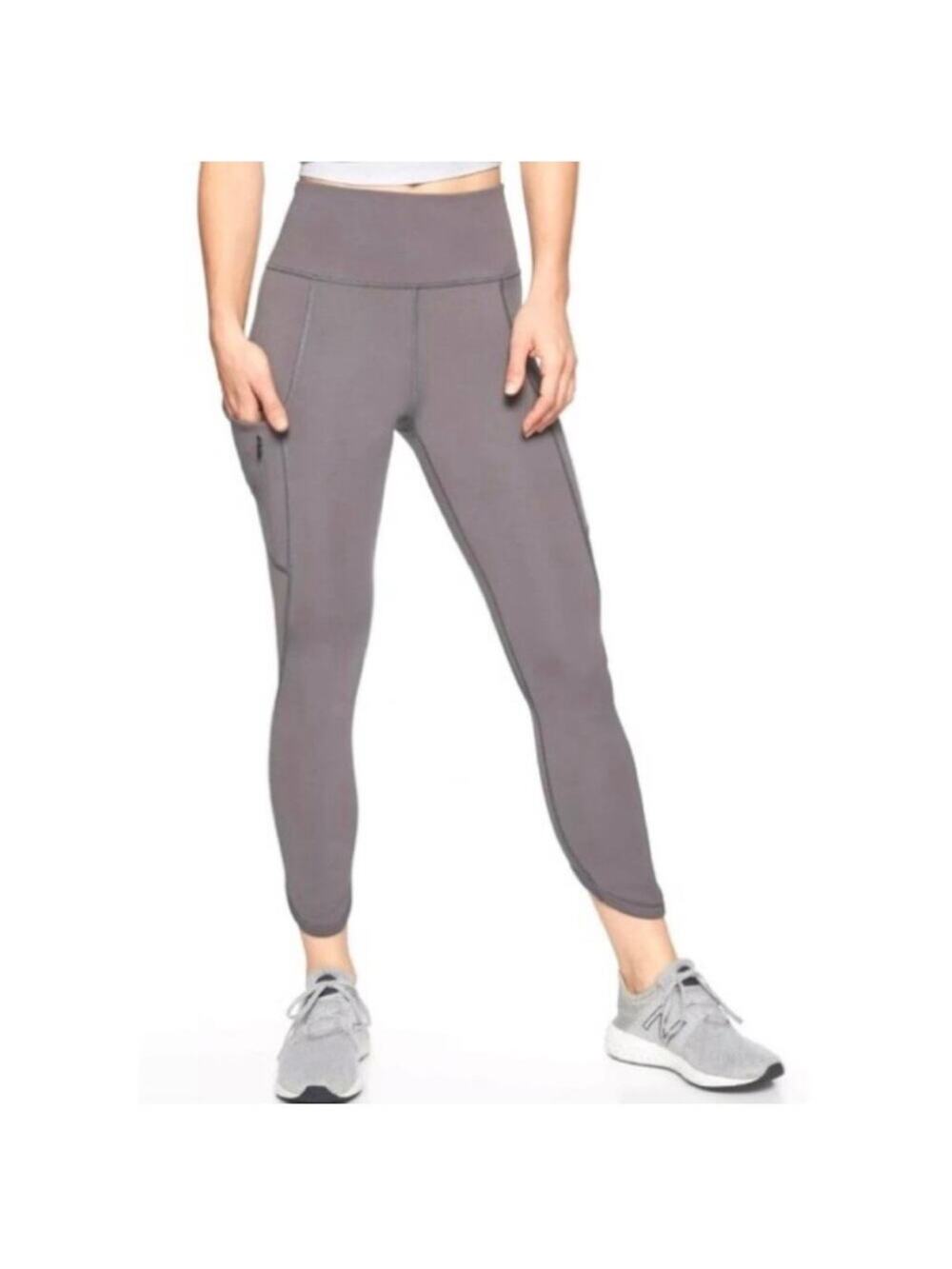 Athleta Leggings Womens Small Gray All In Capri Stash Pocket Crop Yoga Pilates